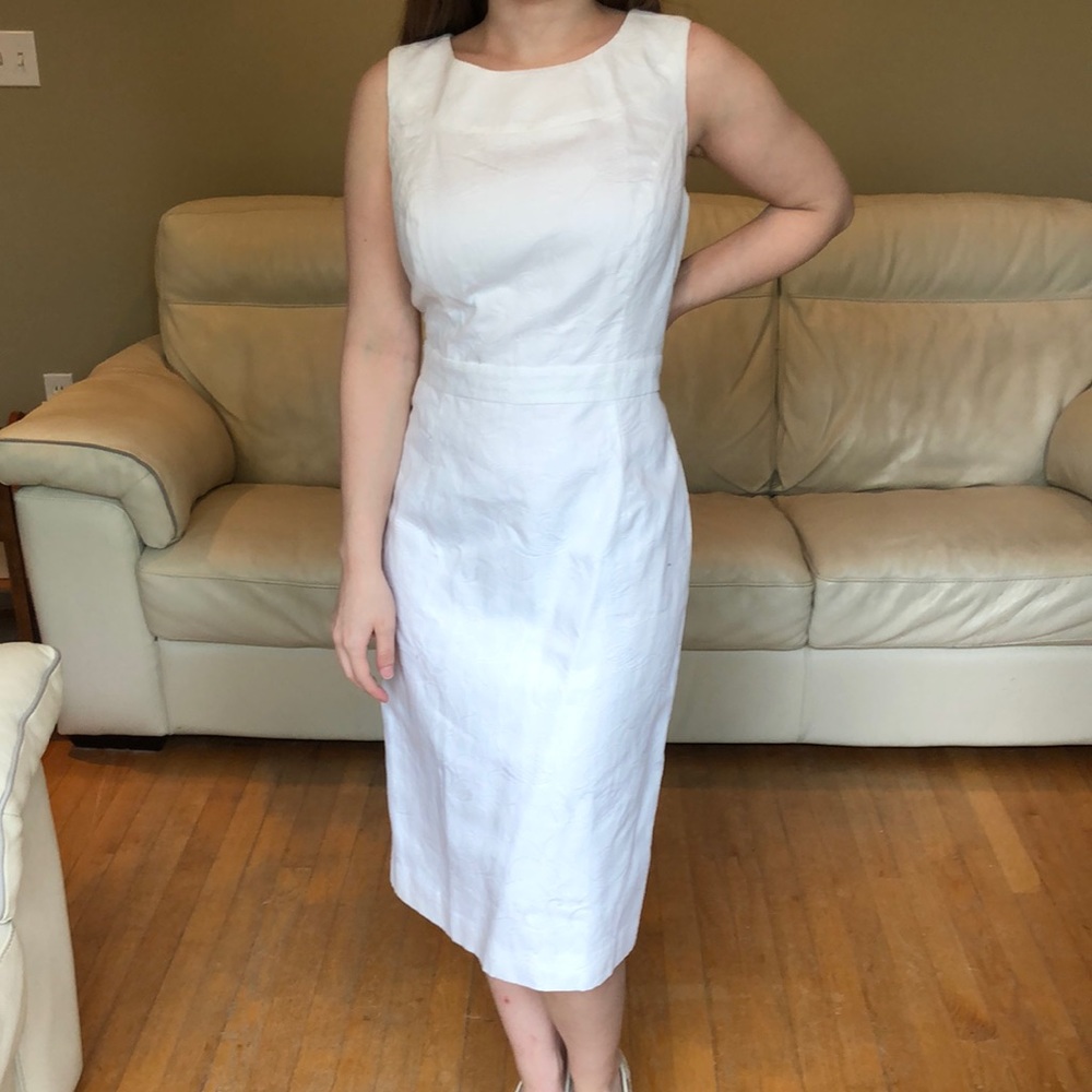 Talbots white embossed summer sheath dress